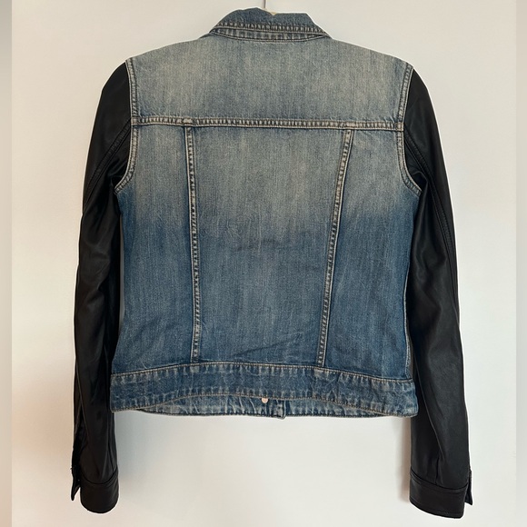 Aritzia TALULA Denim Jacket with Faux Leather Sleeves. Size S. - Picture 3 of 9